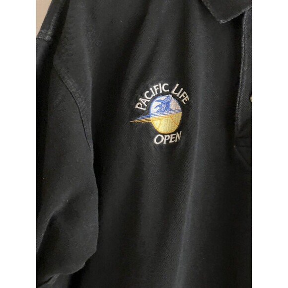Vintage Fila Polo Shirt Pacific Life Open Black XL embroidered Logos - Picture 6 of 6